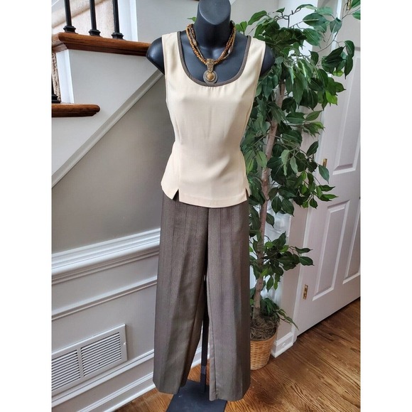 Perceptions Women Brown Polyester Single Breasted Blazer & Top, Pant 3 Pc 12 - Picture 2 of 12